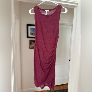 Leith Red Ruched Asymmetrical Bodycon Dress